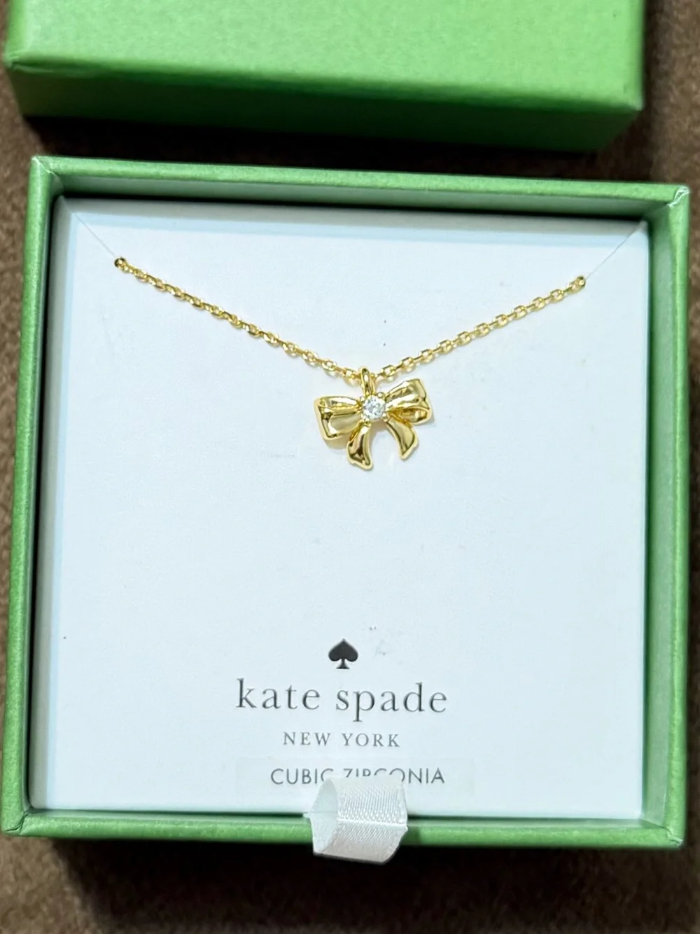 Kate Spade Gold Bow Cubic Zirconia Necklace
